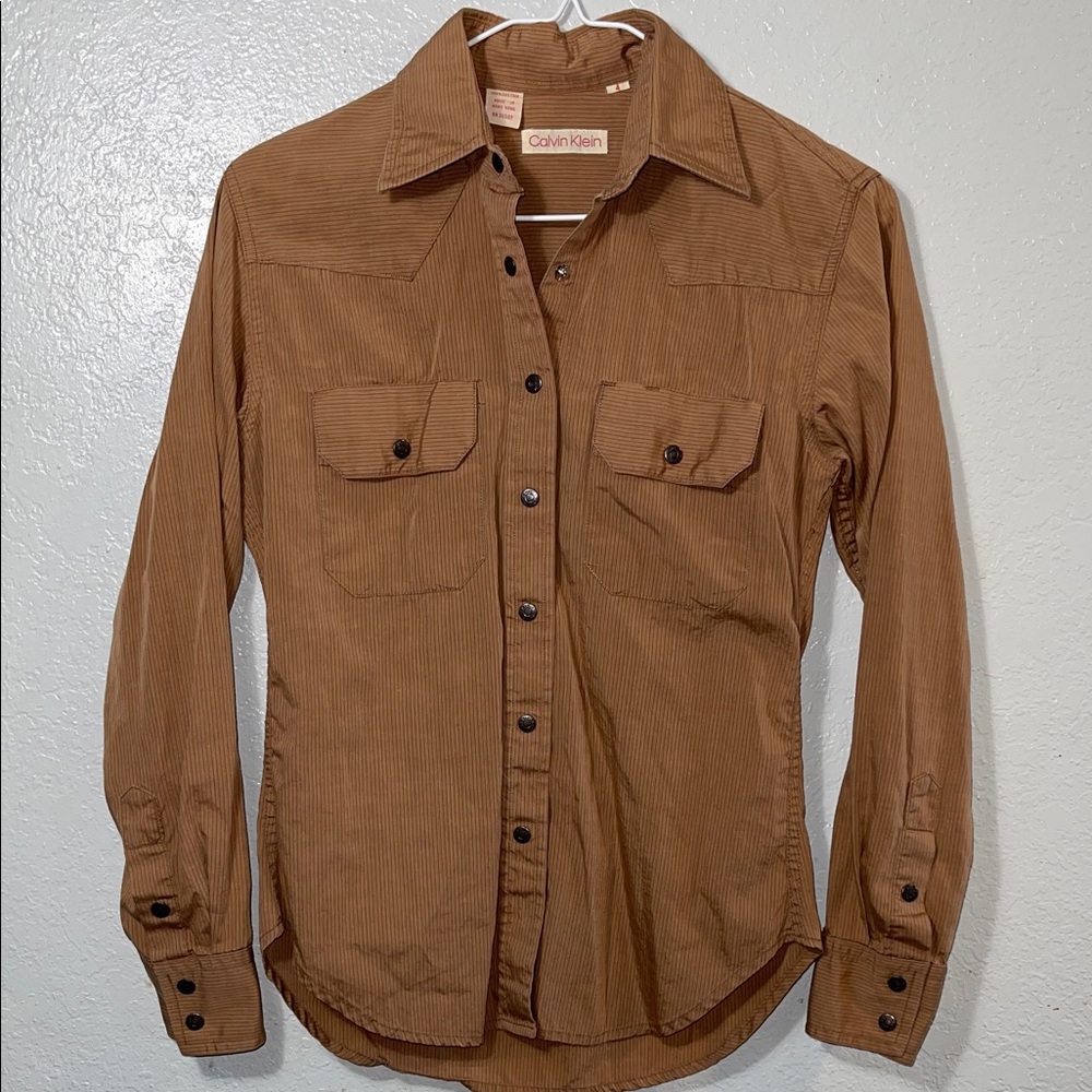 Calvin Klein Women's Brown Button Down Shirt XS